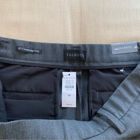TALBOTS Cambridge Pant Women’s 8P Petite Straight Leg Stretch Grey Pull On NWT - Picture 11 of 11